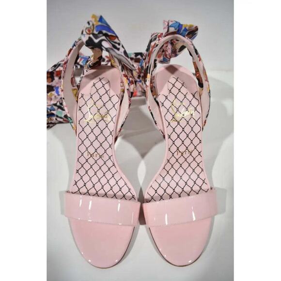 Christian Louboutin Fetish Du Desert 100 Pink Lace Up Tie Sandal Heel Pump 37 - Picture 6 of 11